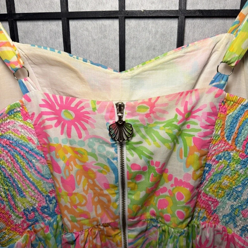 Lilly Pulitzer Ardleigh Neon Floral Sun Party Cocktails Dress Sz 6 Adjust Straps - Picture 6 of 11